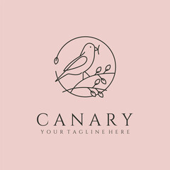 canary bird minimalist bird line art logo vector symbol illustration design