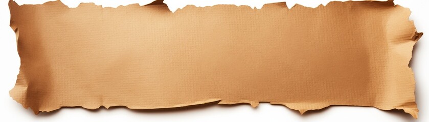 Vintage parchment paper with torn edges, blank space for text, perfect for background or message design, isolated on white background.