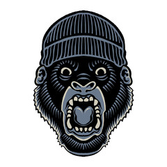 gorilla with beanie hat