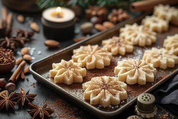 Fototapeta premium A tray of cookies with a sprinkle of cinnamon on top