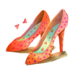 Red high heels shoes white background (11)