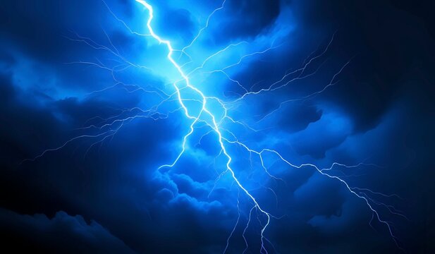 Blue lighting energy flash background.  AI Generated