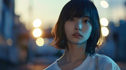 Obraz premium 見つめる日本人女性