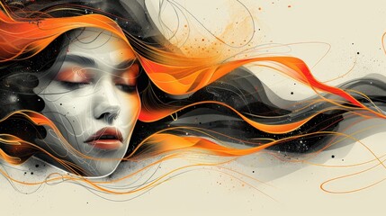 Step into the realm of abstract elegance with this dynamic illustration, where fluid lines and organic shapes converge to create a sense of movement and vitality.