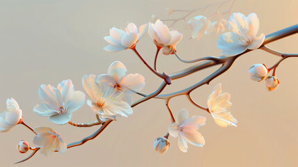 Cherry blossom against plain background
