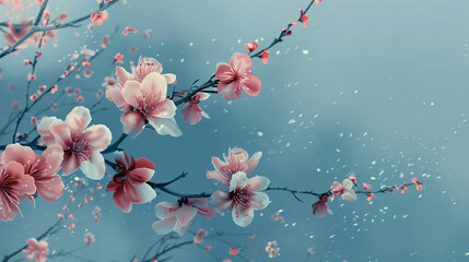 Cherry blossom against plain background