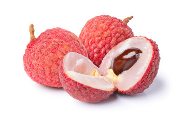 Lychee fruit on white