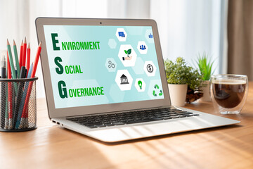 ESG environmental social governance policy for modish business to set a standard to achieve high...