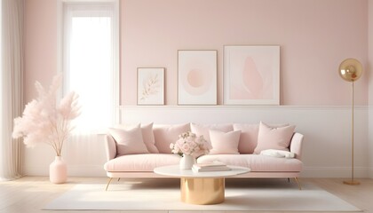 white and gold theme interior modern minimalism photo realism