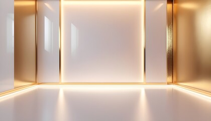 white and gold theme interior modern minimalism photo realism