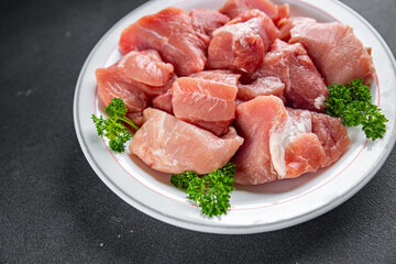raw pork meat pulp fresh cooking appetizer meal food snack on the table copy space food background rustic top view