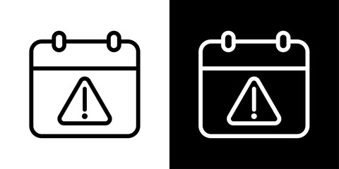 Calendar exclamation icon set. Urgent date reminder vector symbol and calendar alert icon.