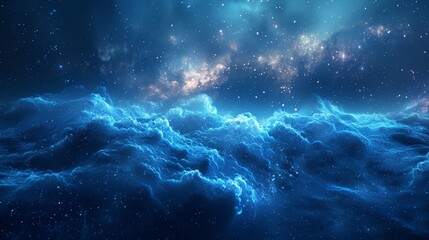 A celestial background that captures the serene vastness of space, with a subtle array of stars and galaxies set against a calming, deep blue sky.