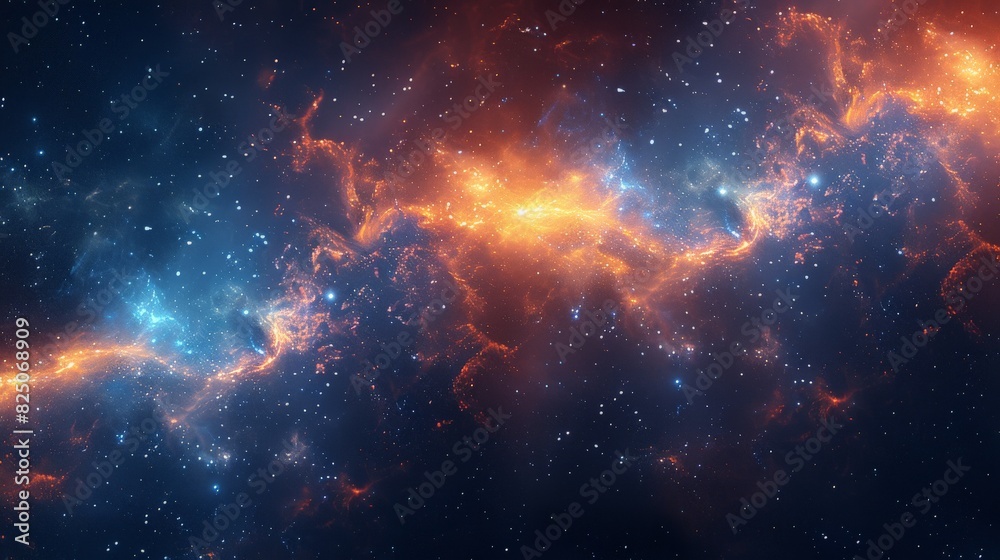 Wall mural a cosmic pattern design that integrates repeating motifs of stars and galaxies, creating a seamless 