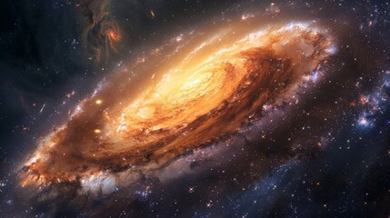 Fototapeta premium A space art illustration that captures the grandeur and mystery of the cosmos, with sweeping vistas of stars and galaxies stretching out into infinity.