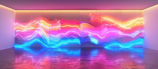 Vibrant Neon Art Installation Featuring Fluorescent Steak Slices