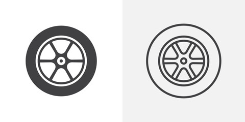 Tire icon set. Car wheel vector symbol and automotive tyre icon.