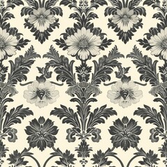 Victorian Lace Seamless Pattern with Detailed Floral Design

