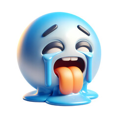 3d Drooling face head emoji icon. Realistic 3d high quality isolated render	