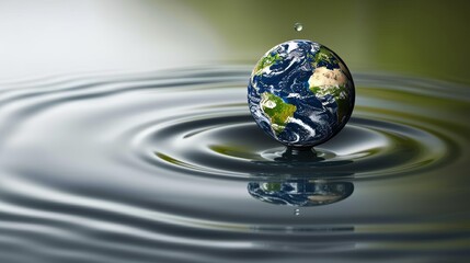 Water conservation  earth shaped water droplet promoting care and sustainability with text space