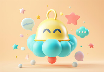 Fototapeta premium Notification bell icon, chat bubble 