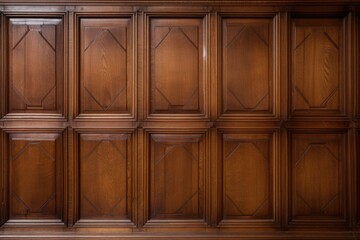 The wooden paneling on the wall has a rustic, old-fashioned look to it. The grain of the wood is visible, and the panels are arranged in a way that creates a sense of depth and texture