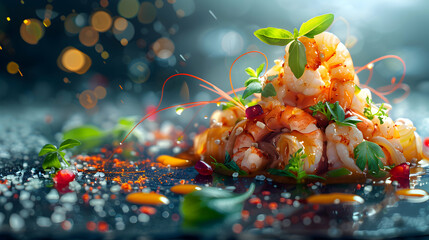 Luxurious Thai Food Dining Concept in Abstract Digital Art   Rich Flavors and Exquisite Presentation