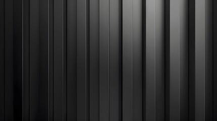 Obraz premium Black background with vertical lines, a gradient, light and shadow, simple, dark gray, symmetrical composition, vertical stripes of different sizes. mystery and elegance. 