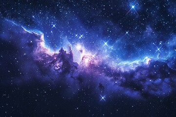 Blue Starry Sky at Night with a High-Tech Business Background, Futuristic Corporate Ambiance