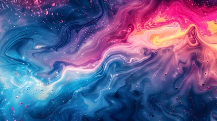 Colorful abstract background with liquid paint waves. Vibrant liquid marble background with copy space, vibrant colors.
