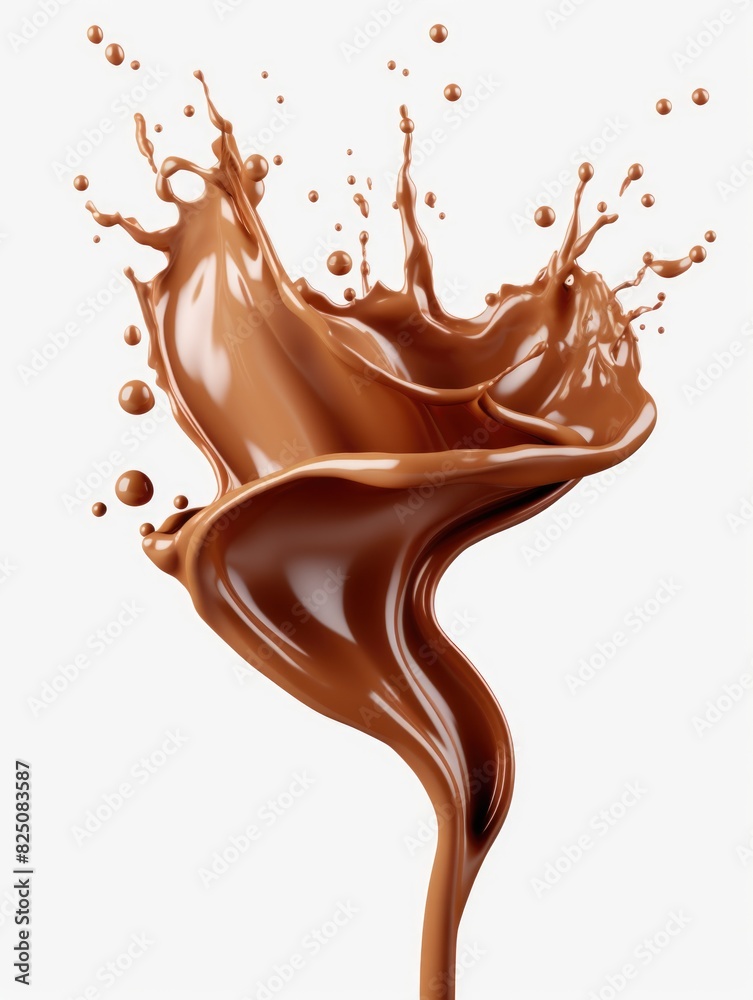 Wall mural A chocolate splash with a swirl of chocolate. Concept of movement and energy, as if the chocolate is alive and flowing out of the cup - Wall murals