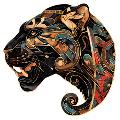 Illustration of a black panther in Egyptian style