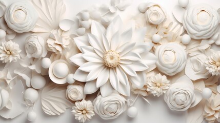 Beautiful intricate paper flower artwork in white tones, showcasing delicate design and craftsmanship, perfect for elegant decor.