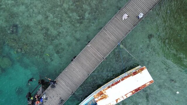 Aerial view of Dutungan Island port