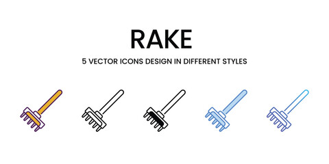 Rake icons vector set stock illustration.