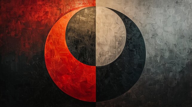 A minimalist abstract painting illustrating the theme of emotional duality, with contrasting colors and simple shapes. The design should convey a sense of inner conflict and tension, highlighting the