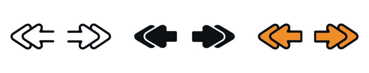 Simple sign arrow direction. Set icons right and left cursor. Modern pointer direction icon in vector style