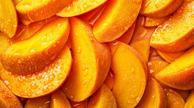 close up of orange mango fruits with water drops as a symbol for freshness - Powered by Adobe