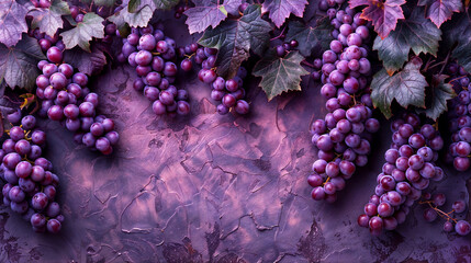 grape vines background with purple stone texture and space for text