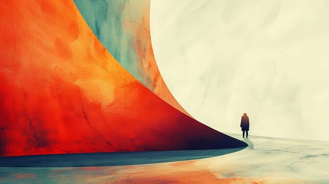 A minimalist abstract design illustrating the concept of inner strength. The image uses a combination of strong, vibrant colors and soft, muted tones to represent the paradoxical strength found in