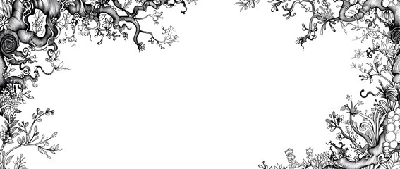 Intricate Doodle Page Border Design with Blank Space for Chinese New Year Mock up Background