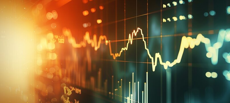 Financial chart depicting uptrend on pastel colored background for market analysis