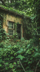 A house with vines growing on it