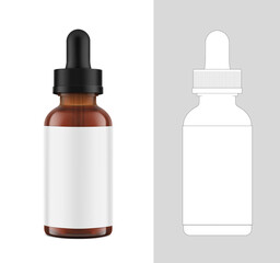Realistic dropper bottle mockups isolated on white background. Vector illustration. Сan be used for cosmetic, medical and other needs. EPS10.