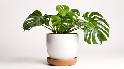 monstera plant on pot close up image