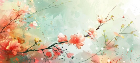 Ethereal Floral Watercolor - Blossoms, Artistic Brushstrokes, and Pastel Hues