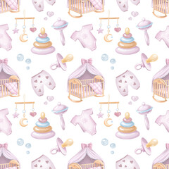 Baby girl seamless pattern