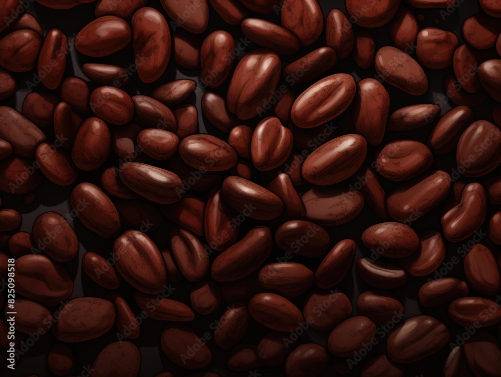 Wall mural a close up of coffee beans with a brownish color. the beans are scattered all over the image, and th - Wall murals