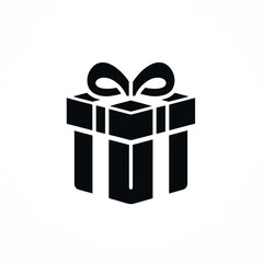Minimalist gift, present logo silhouette on white background