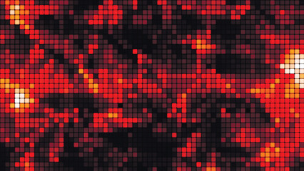 Red mosaic background in technology concept. Abstract red LED squares. Technology digital square red color background. Red pixel grid background. Vector background